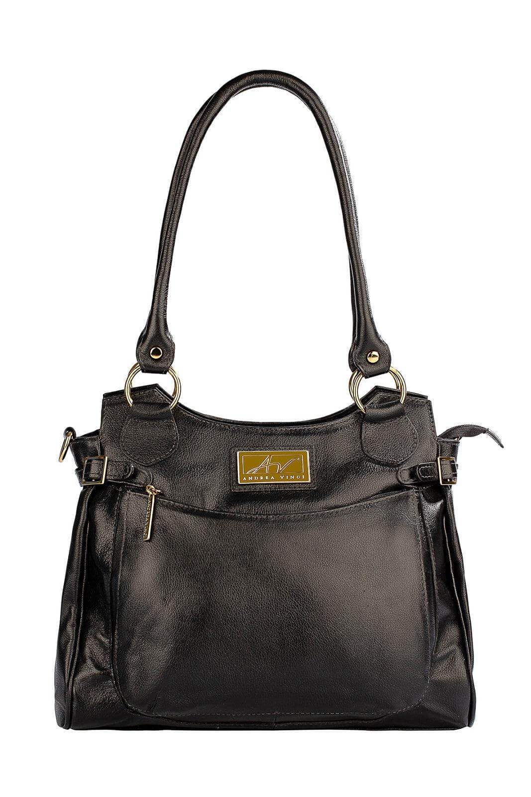 Bolsa grande de couro liso Lúcia - Enluaze