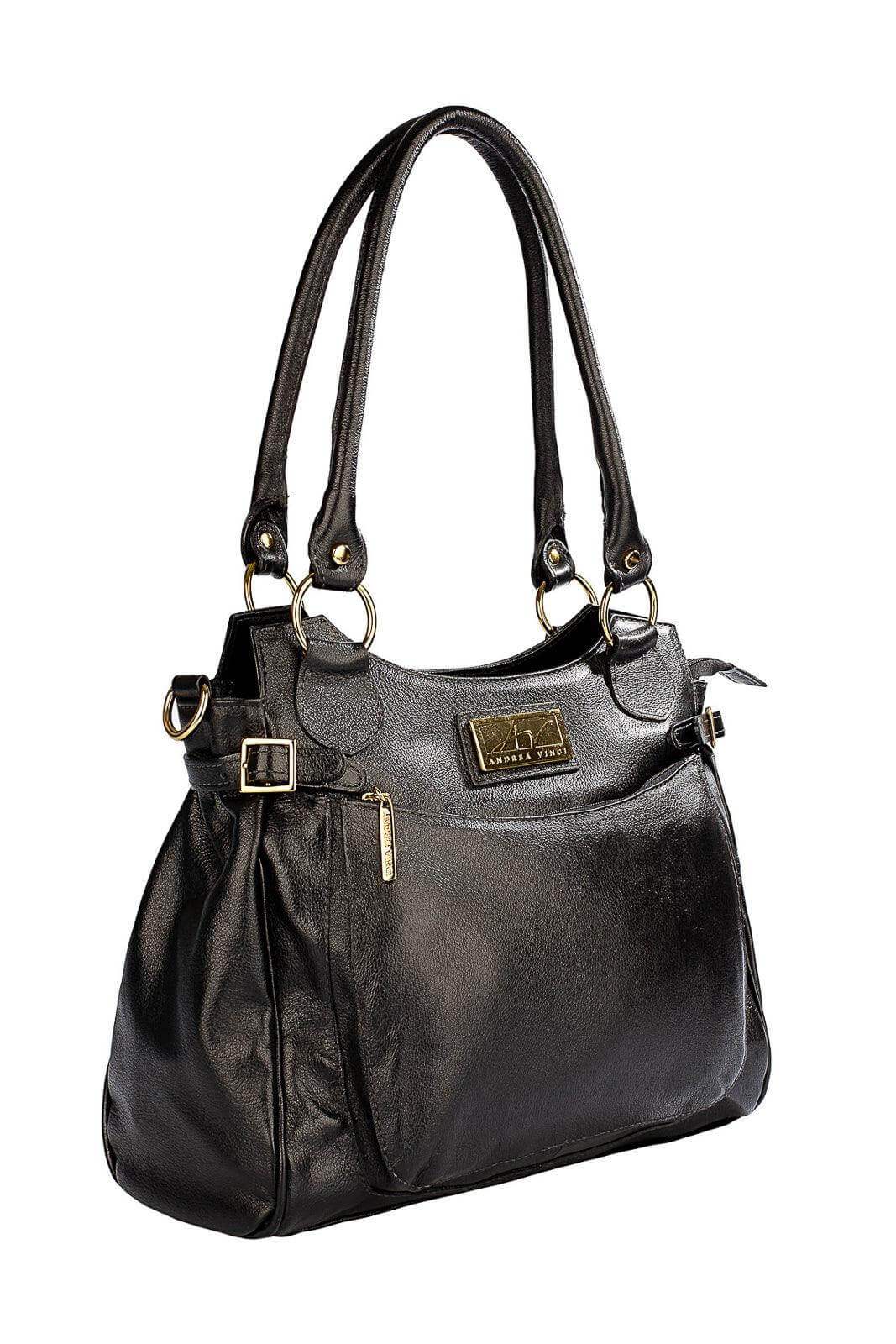 Bolsa grande de couro liso Lúcia - Enluaze