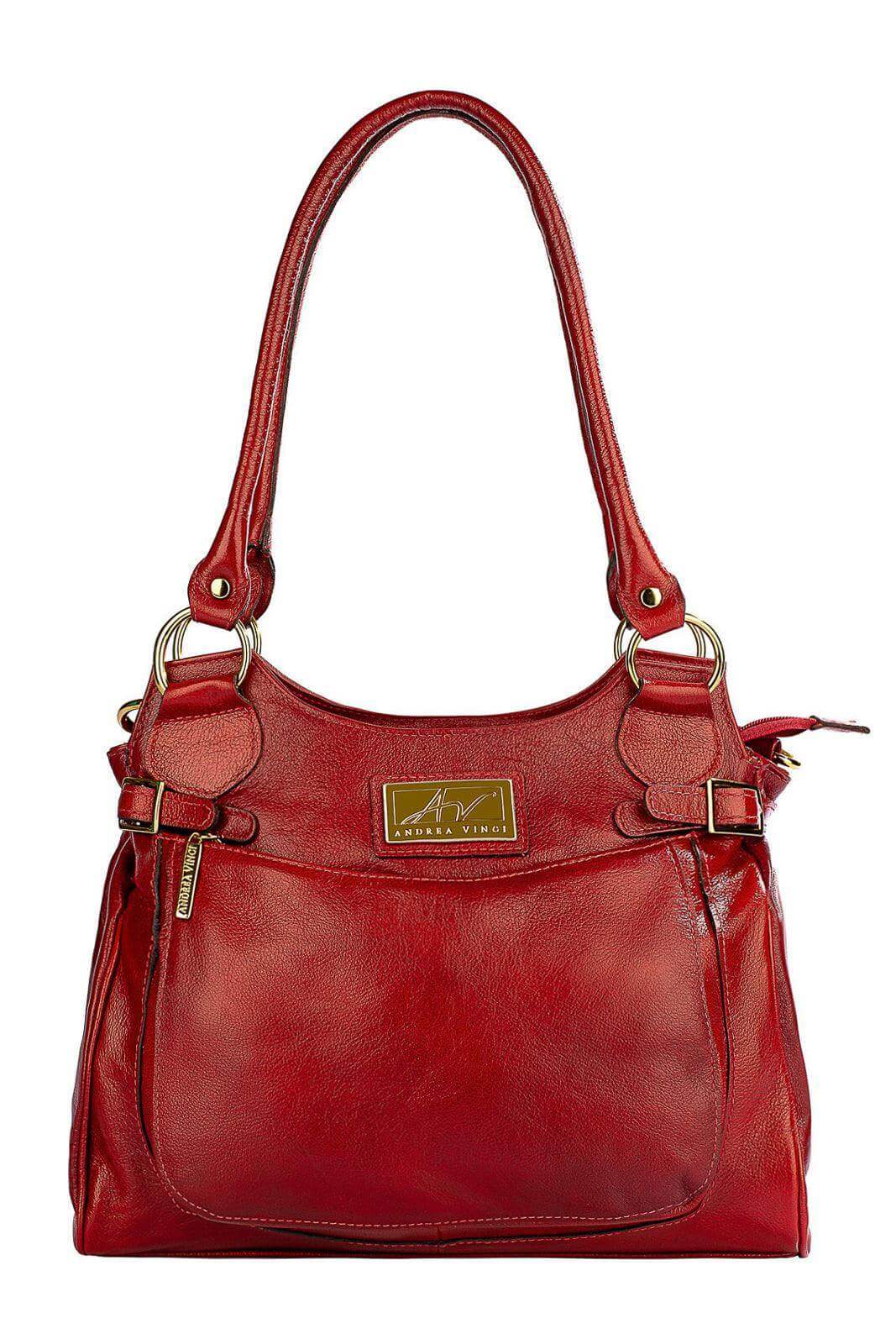 Bolsa grande de couro liso Lúcia - Enluaze