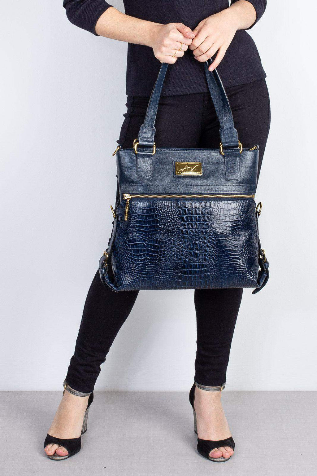 Bolsa de couro 2 em 1 croco Luiza - Enluaze