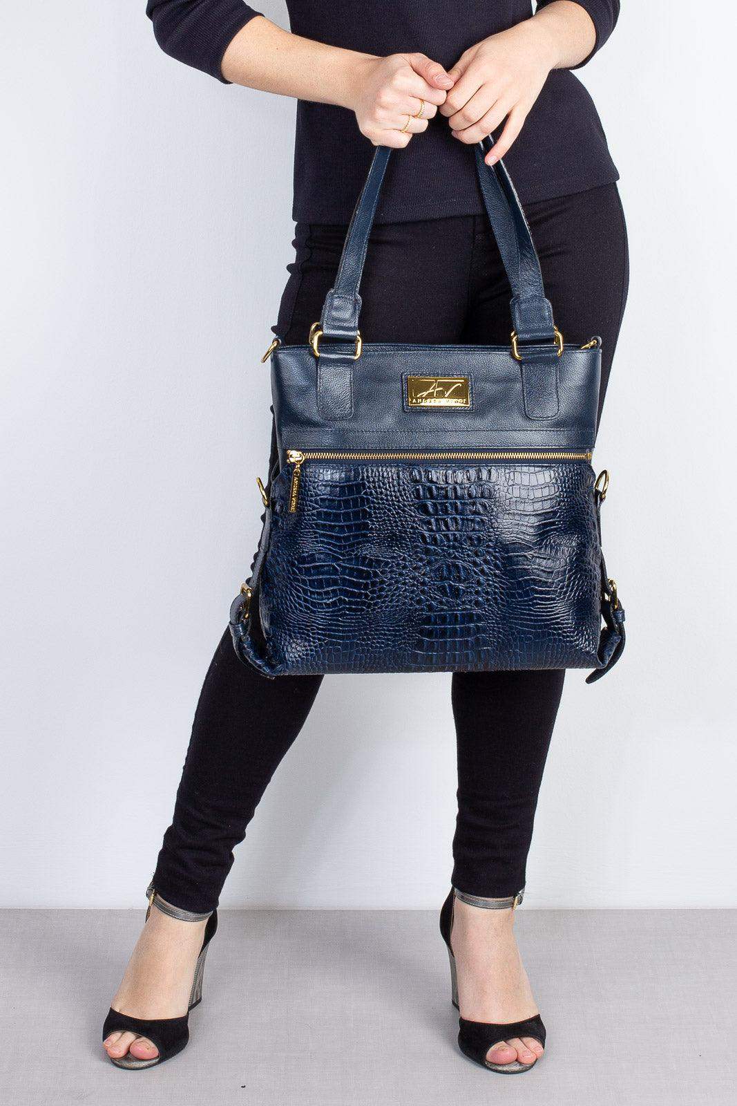 Bolsa de couro 2 em 1 croco Luiza - Enluaze