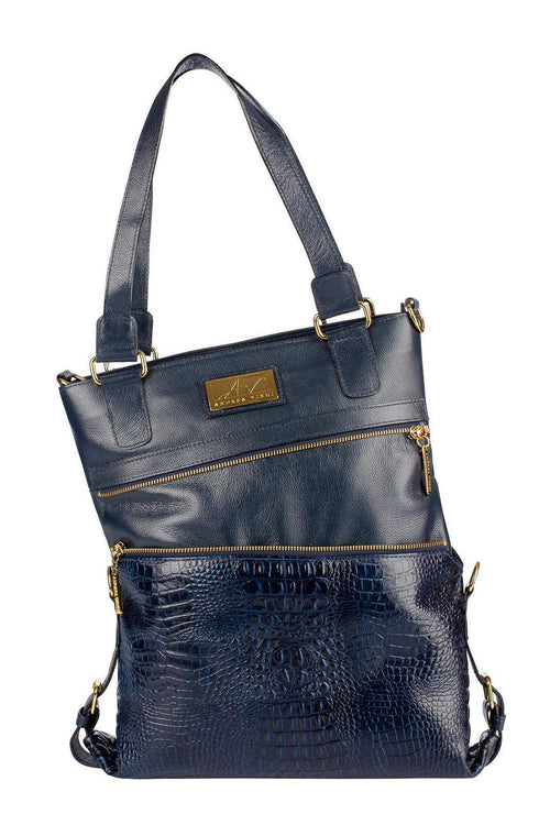 Bolsa de couro 2 em 1 croco Luiza - Enluaze