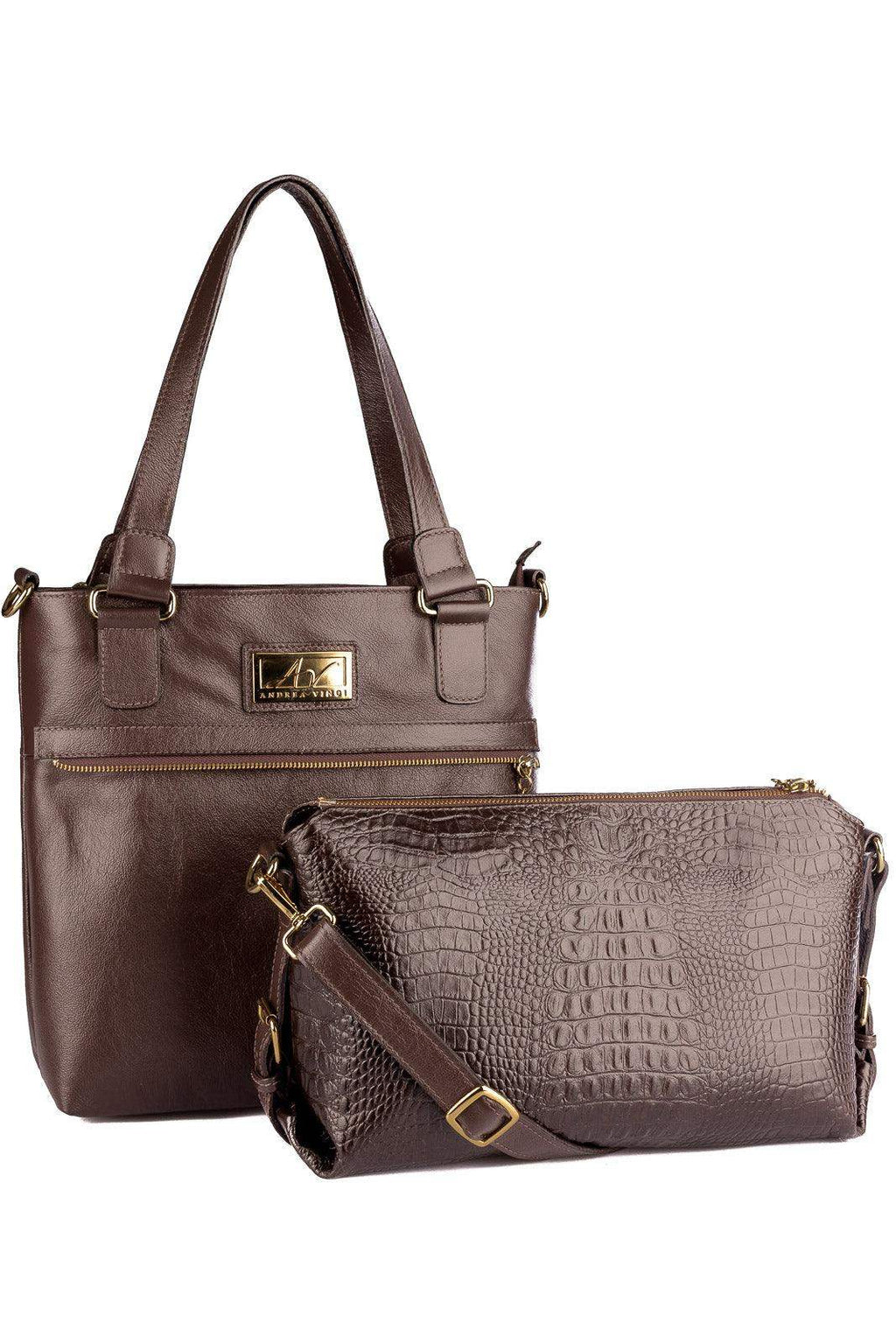 Bolsa de couro 2 em 1 croco Luiza - Enluaze