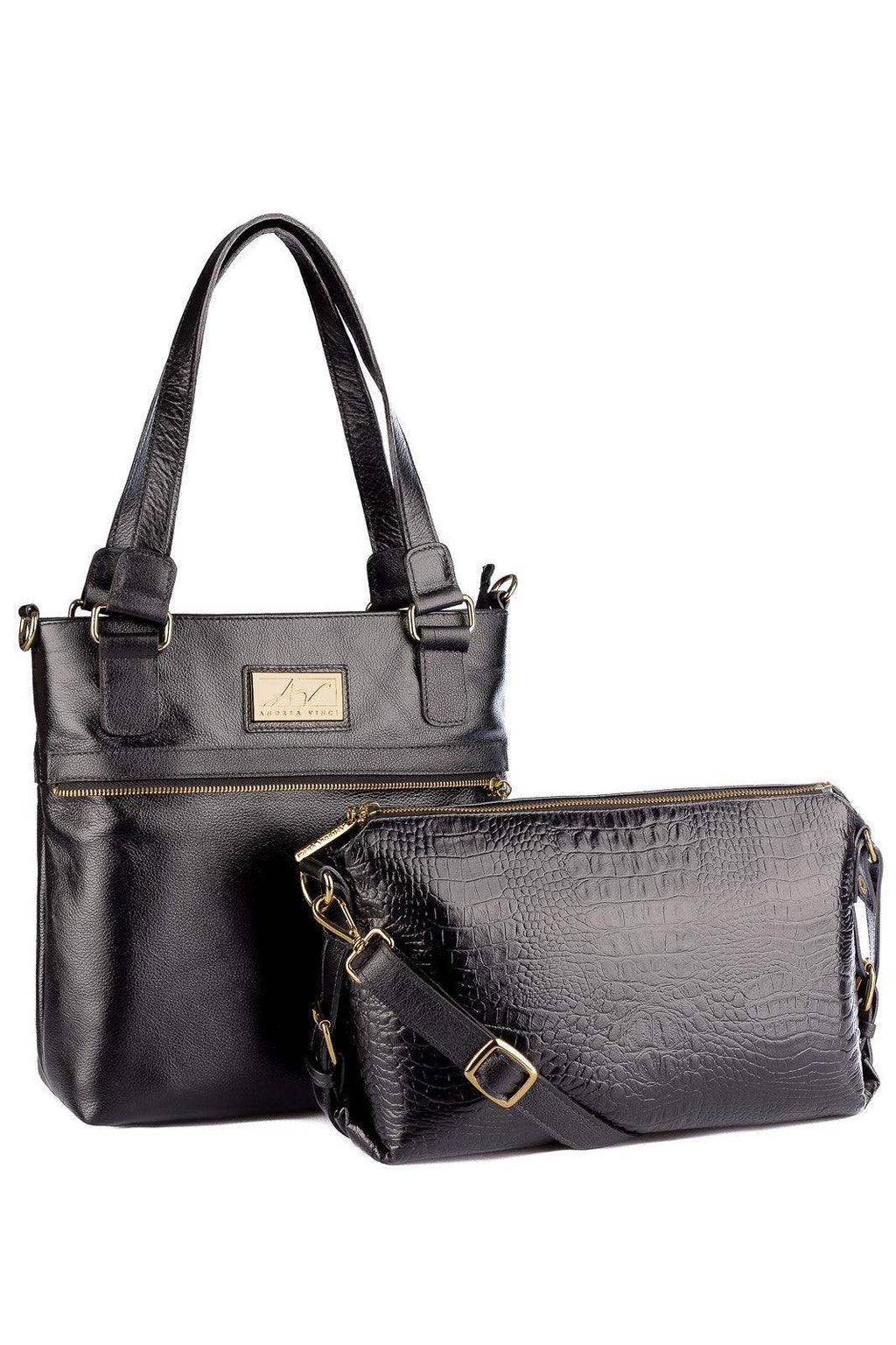 Bolsa de couro 2 em 1 croco Luiza - Enluaze