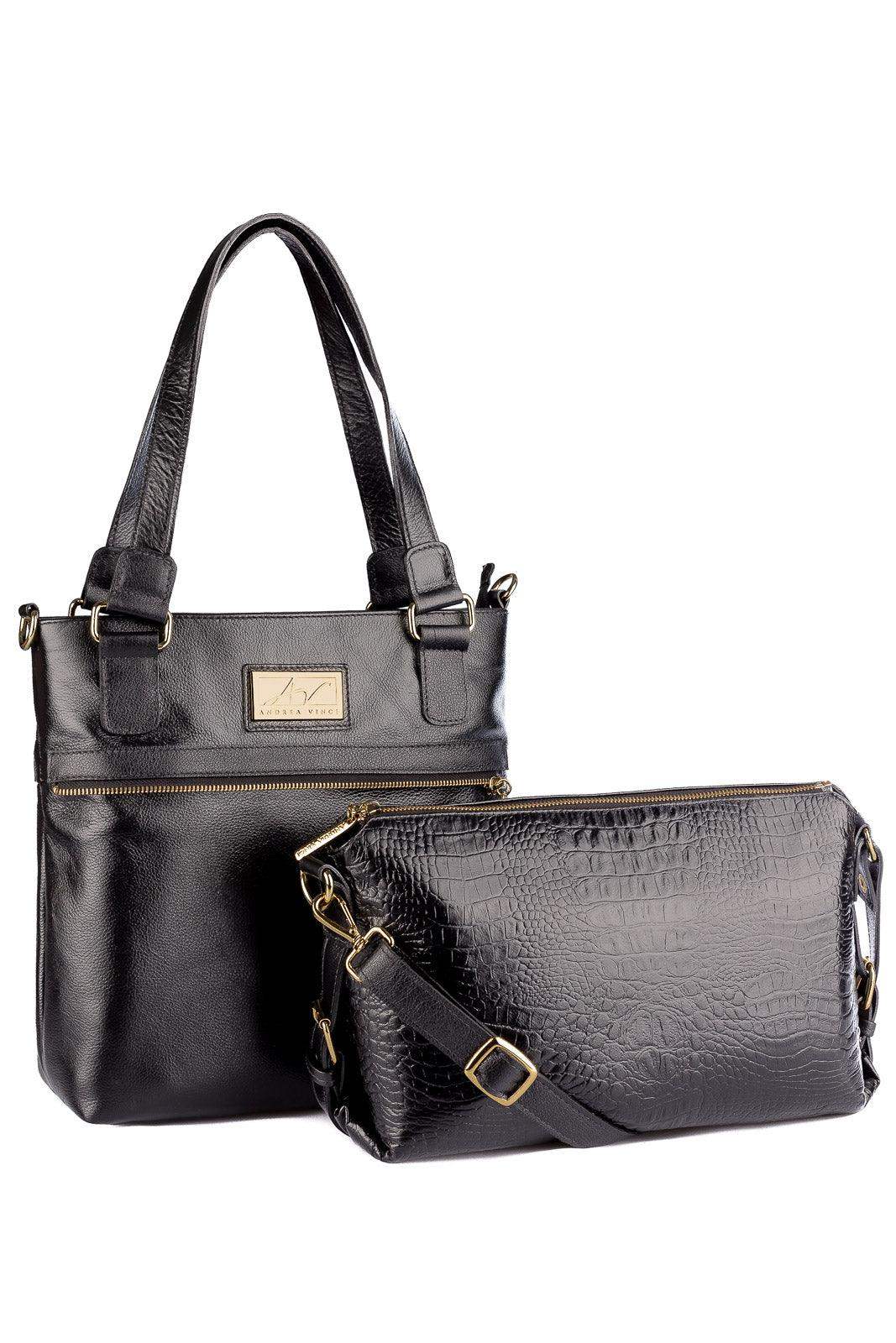 Bolsa de couro 2 em 1 croco Luiza - Enluaze