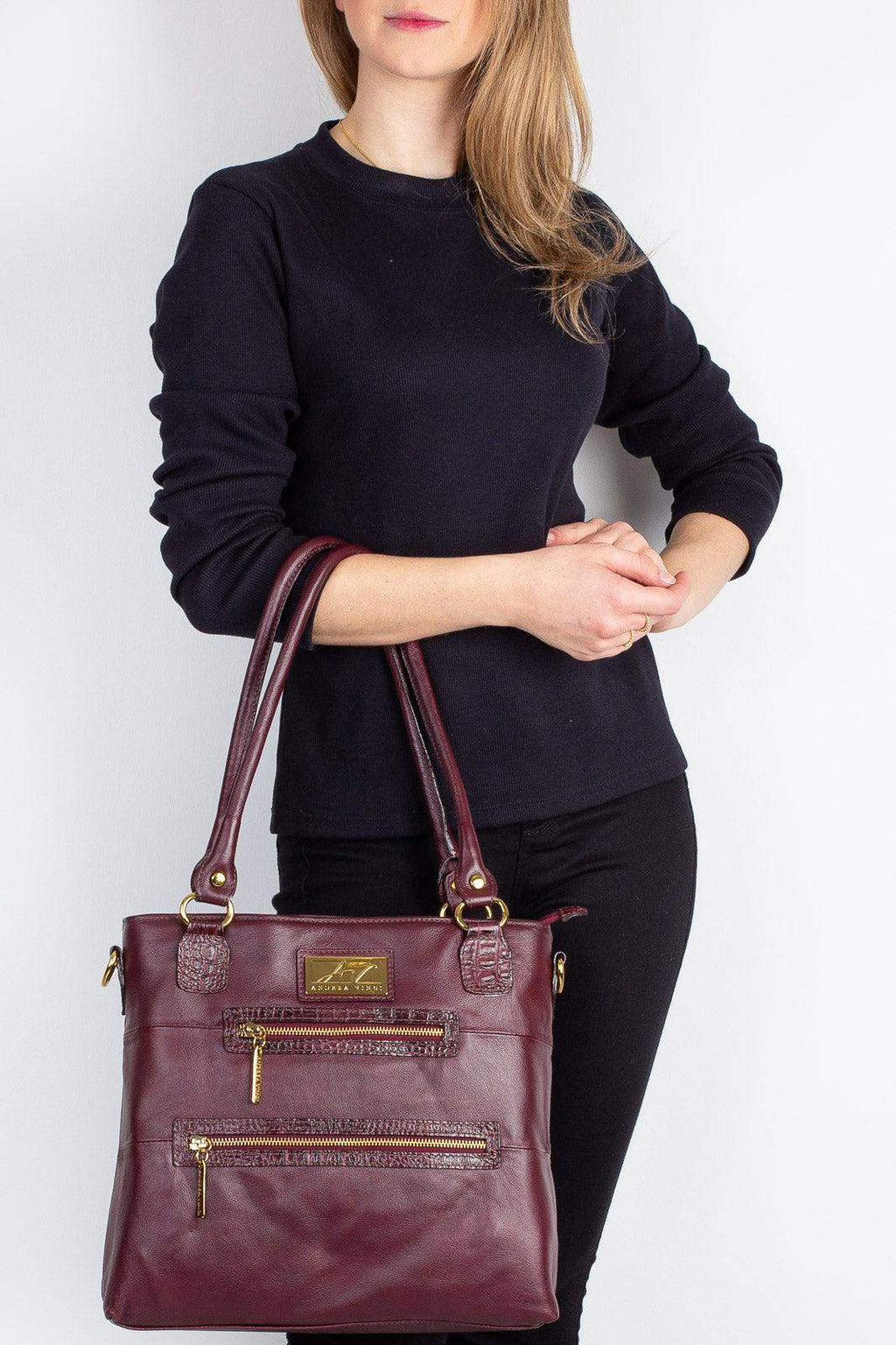 Bolsa de ombro em couro liso Alícia - Enluaze