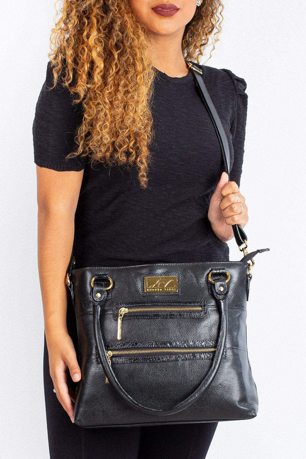 Bolsa de ombro em couro liso Alícia - Enluaze