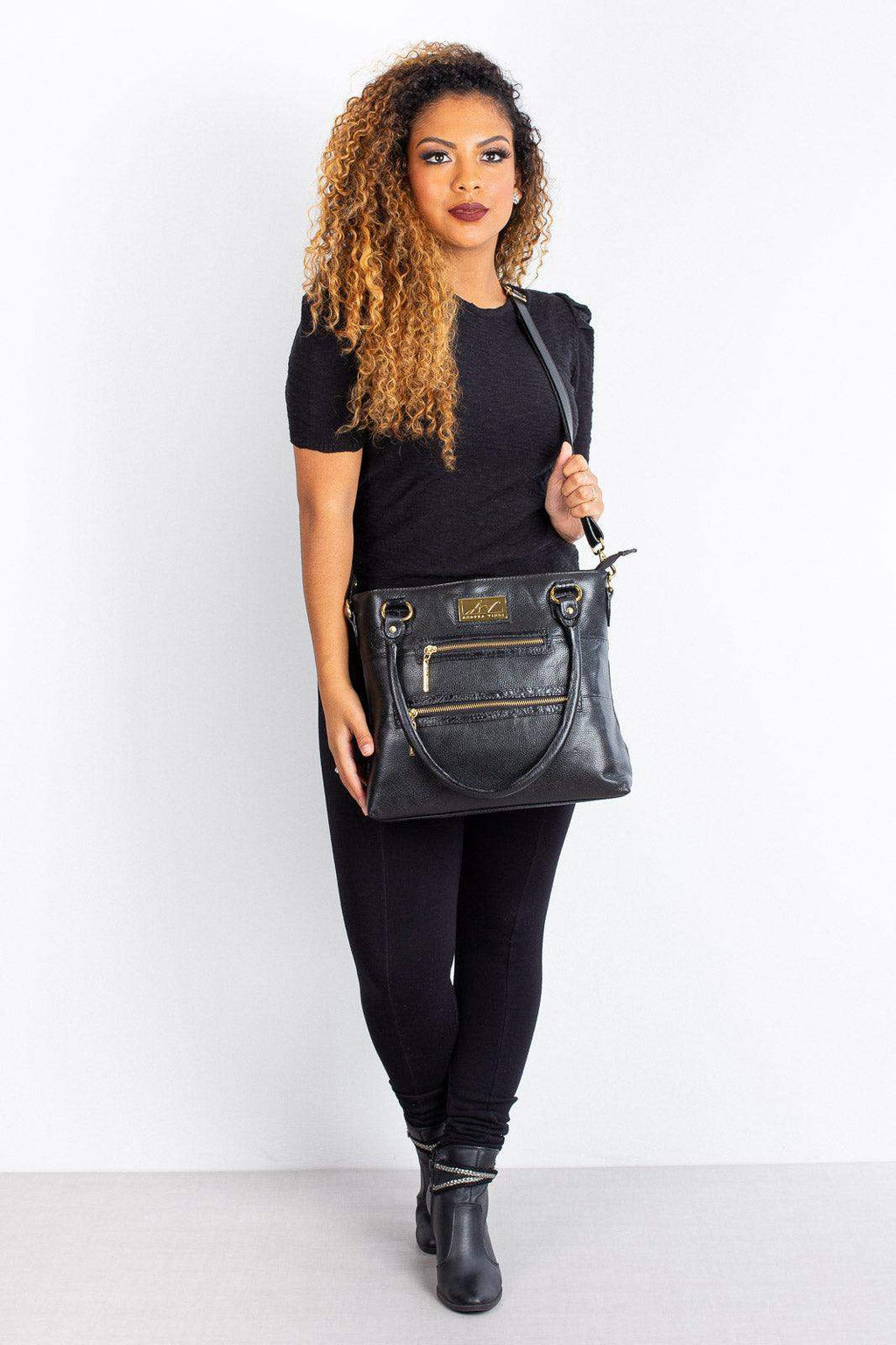 Bolsa de ombro em couro liso Alícia - Enluaze