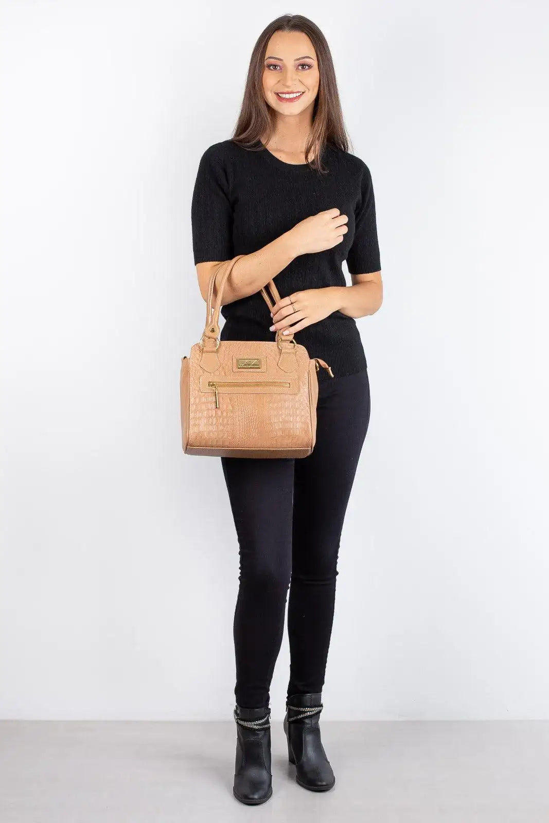 Bolsa de couro croco Amélia - Enluaze