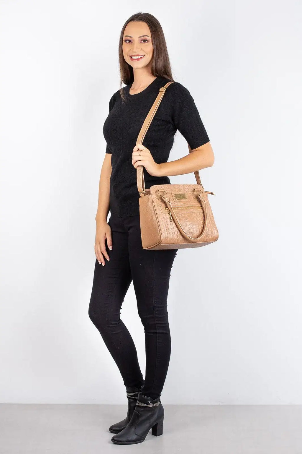 Bolsa de couro croco Amélia - Enluaze