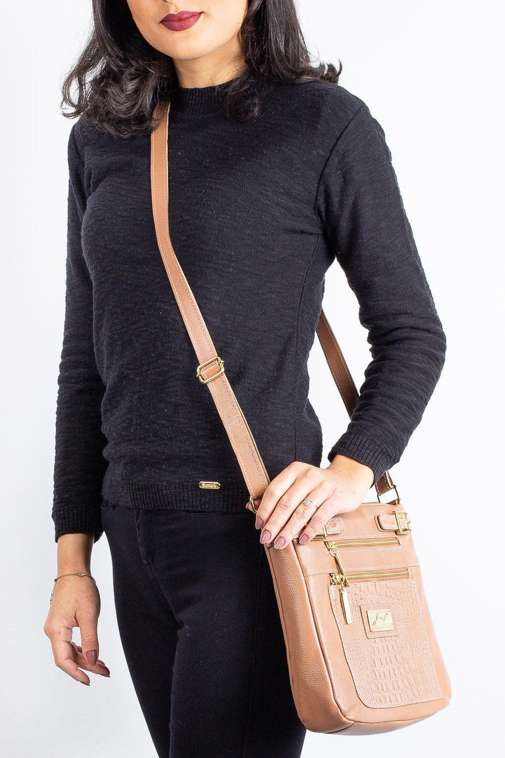 Bolsa Transversal de couro croco Chloe - Enluaze