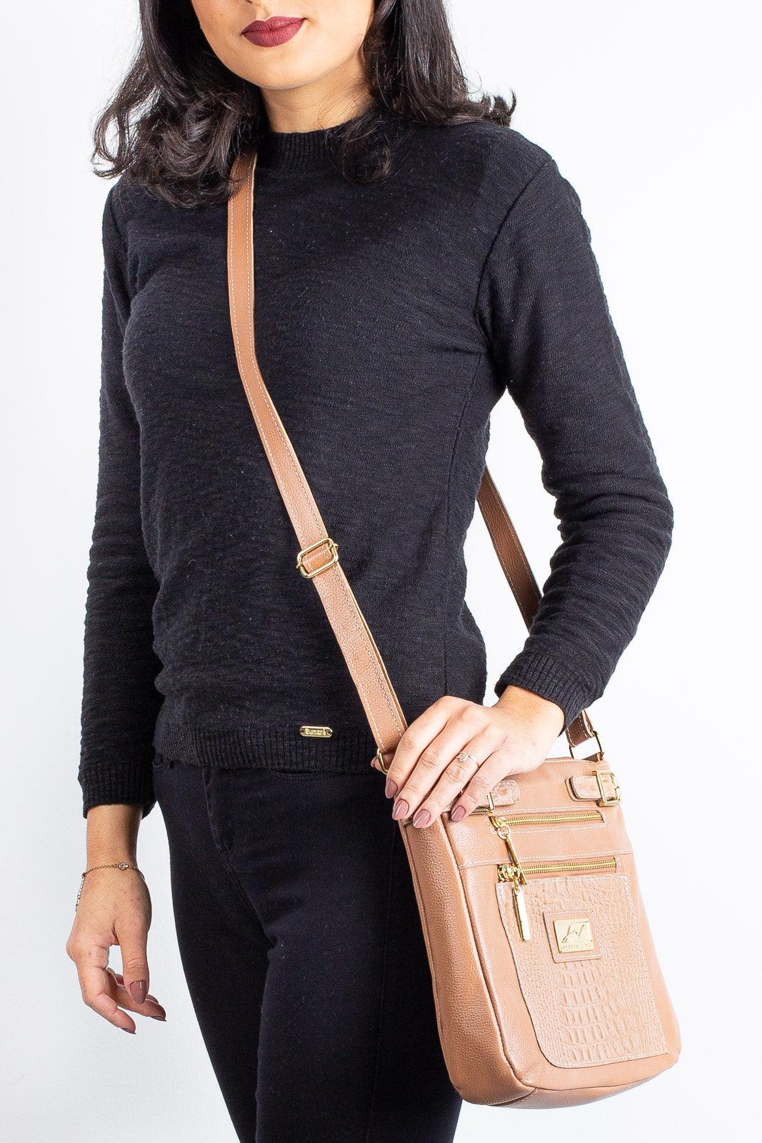 Bolsa Transversal de couro croco Chloe - Enluaze