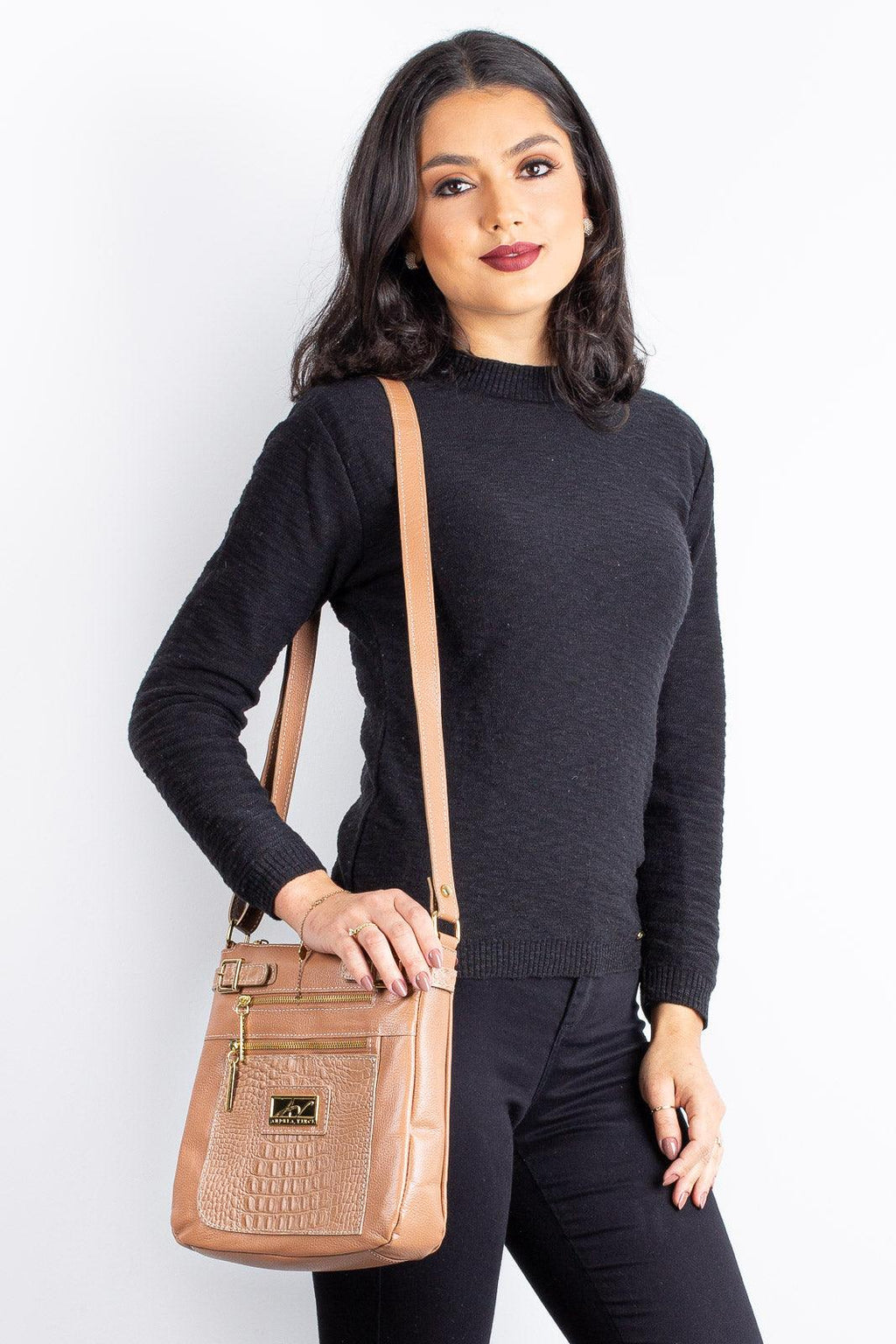 Bolsa Transversal de couro croco Chloe - Enluaze