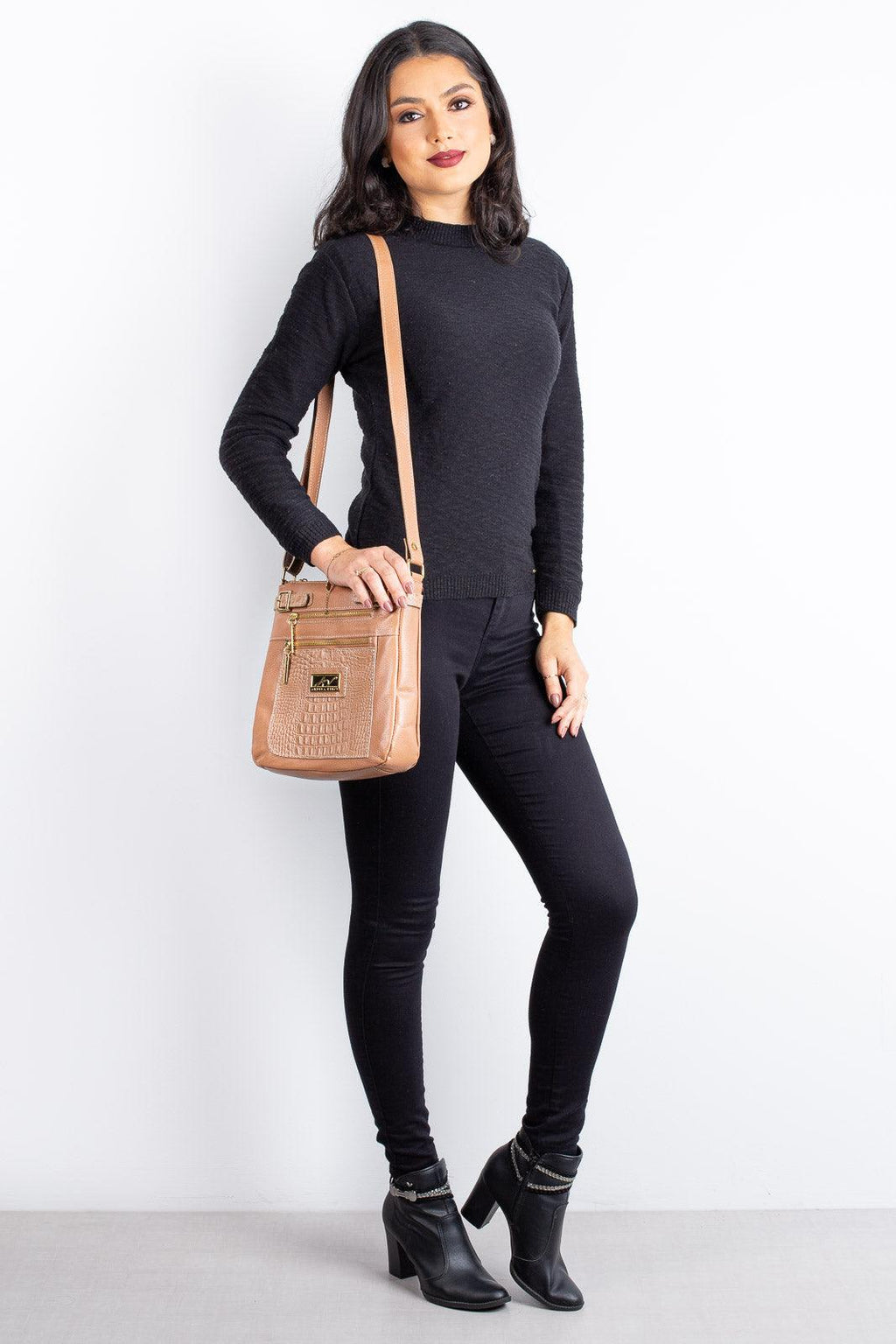 Bolsa Transversal de couro croco Chloe - Enluaze