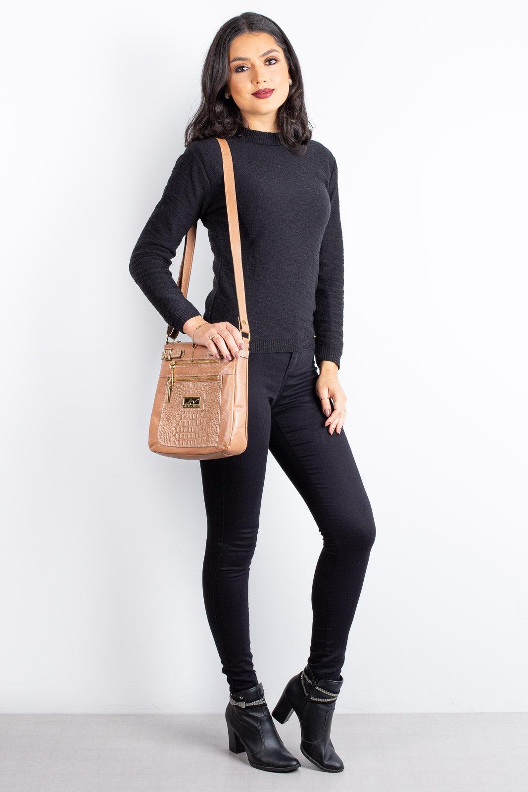 Bolsa Transversal de couro croco Chloe - Enluaze