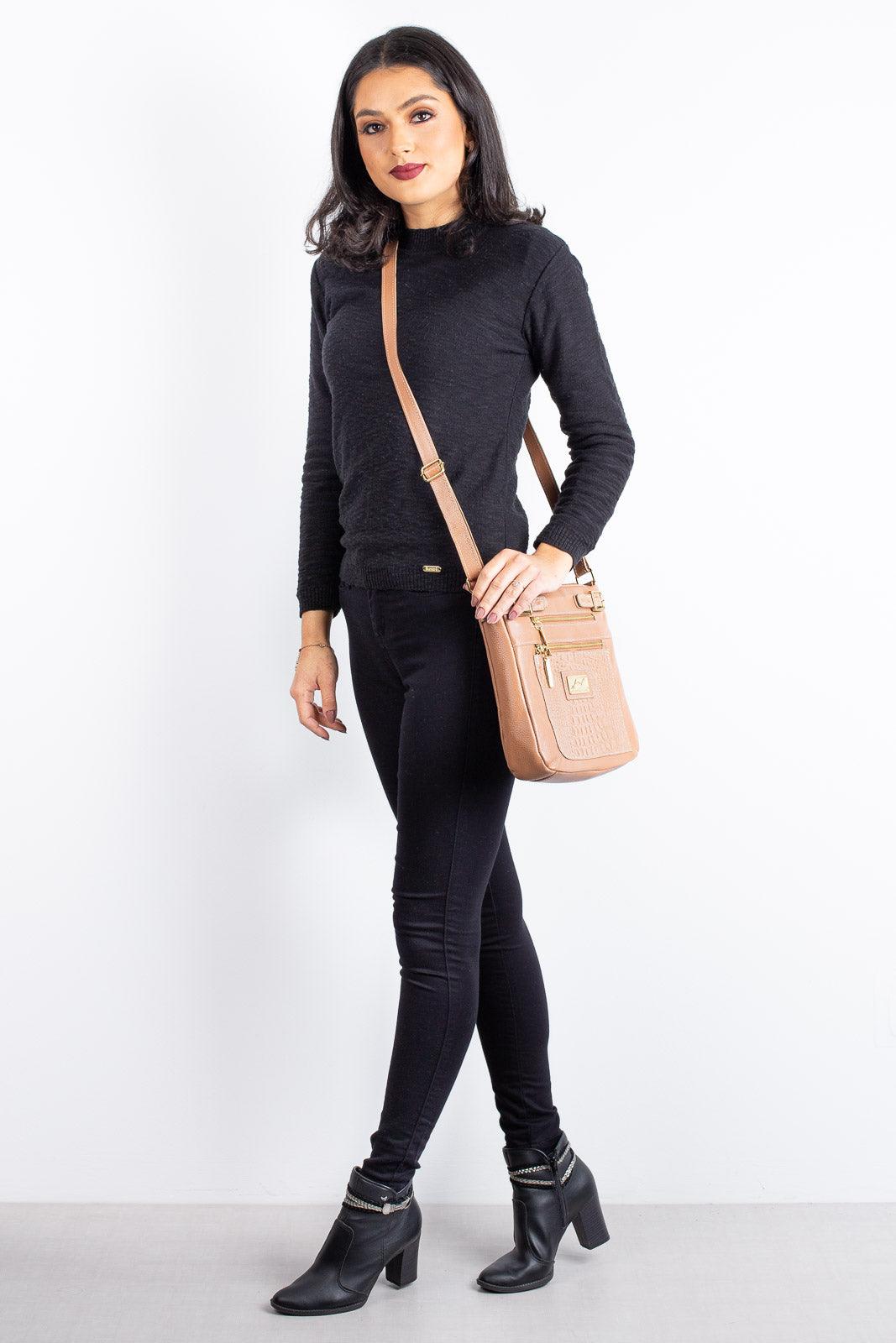 Bolsa Transversal de couro croco Chloe - Enluaze