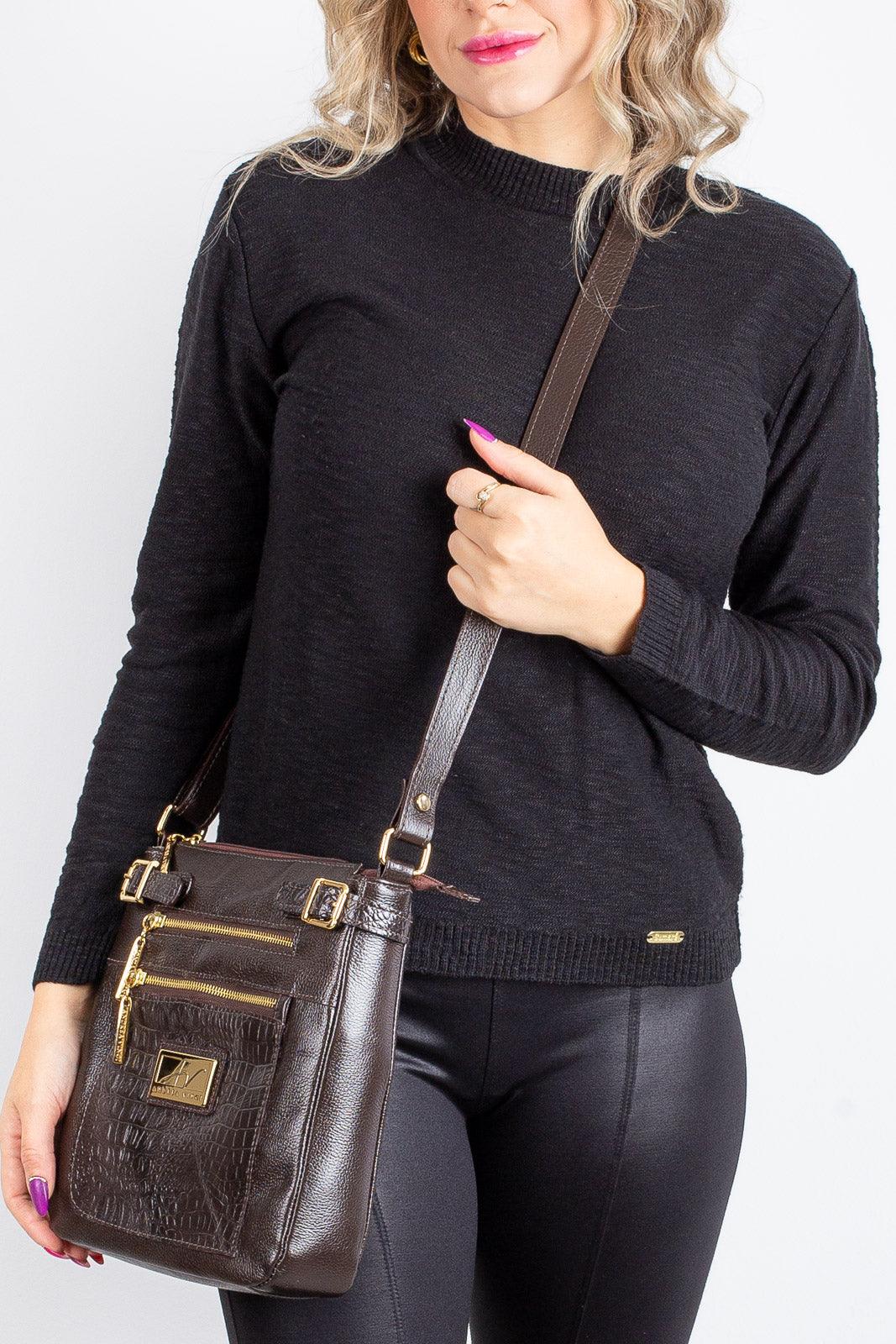 Bolsa Transversal de couro croco Chloe - Enluaze