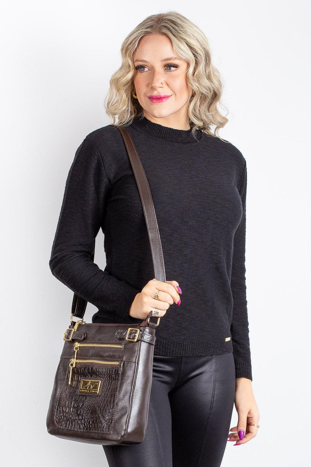 Bolsa Transversal de couro croco Chloe - Enluaze