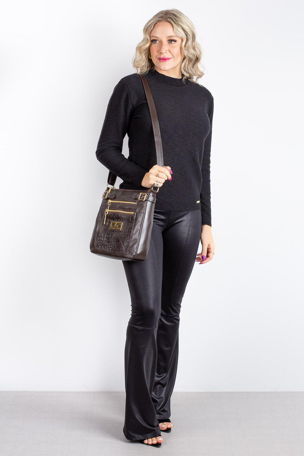 Bolsa Transversal de couro croco Chloe - Enluaze