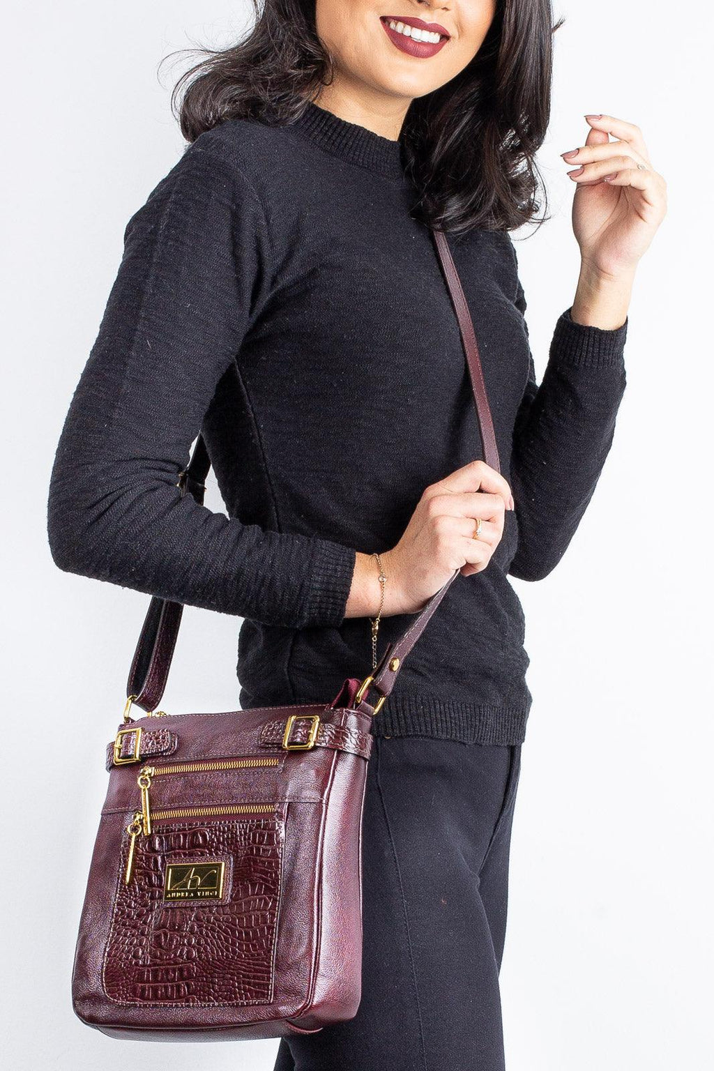 Bolsa Transversal de couro croco Chloe - Enluaze