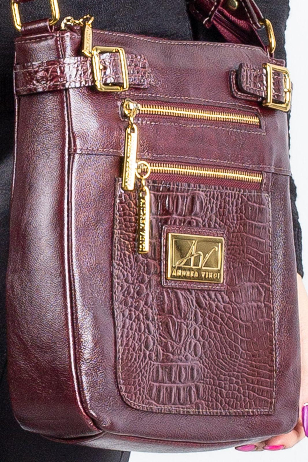 Bolsa Transversal de couro croco Chloe - Enluaze