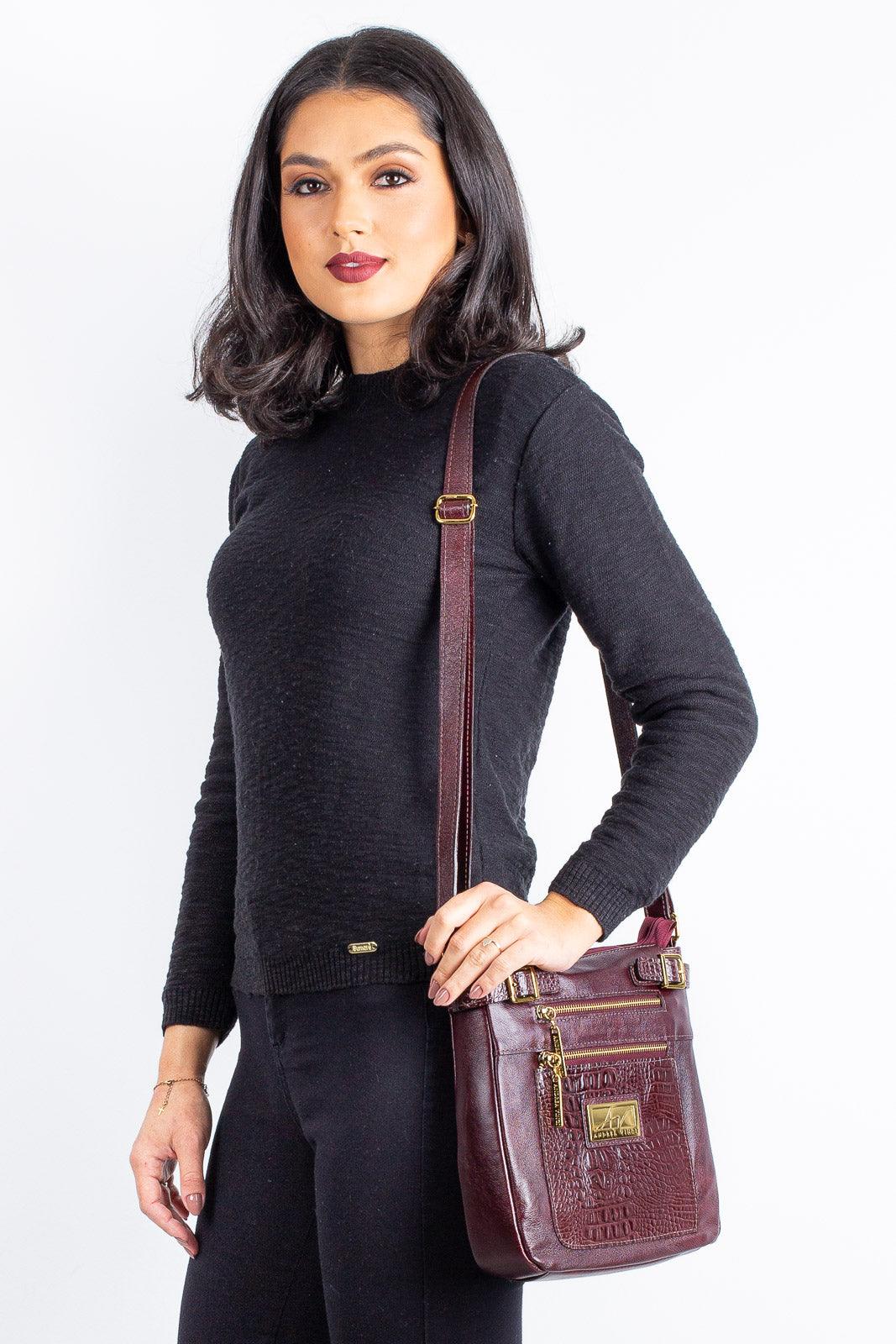 Bolsa Transversal de couro croco Chloe - Enluaze