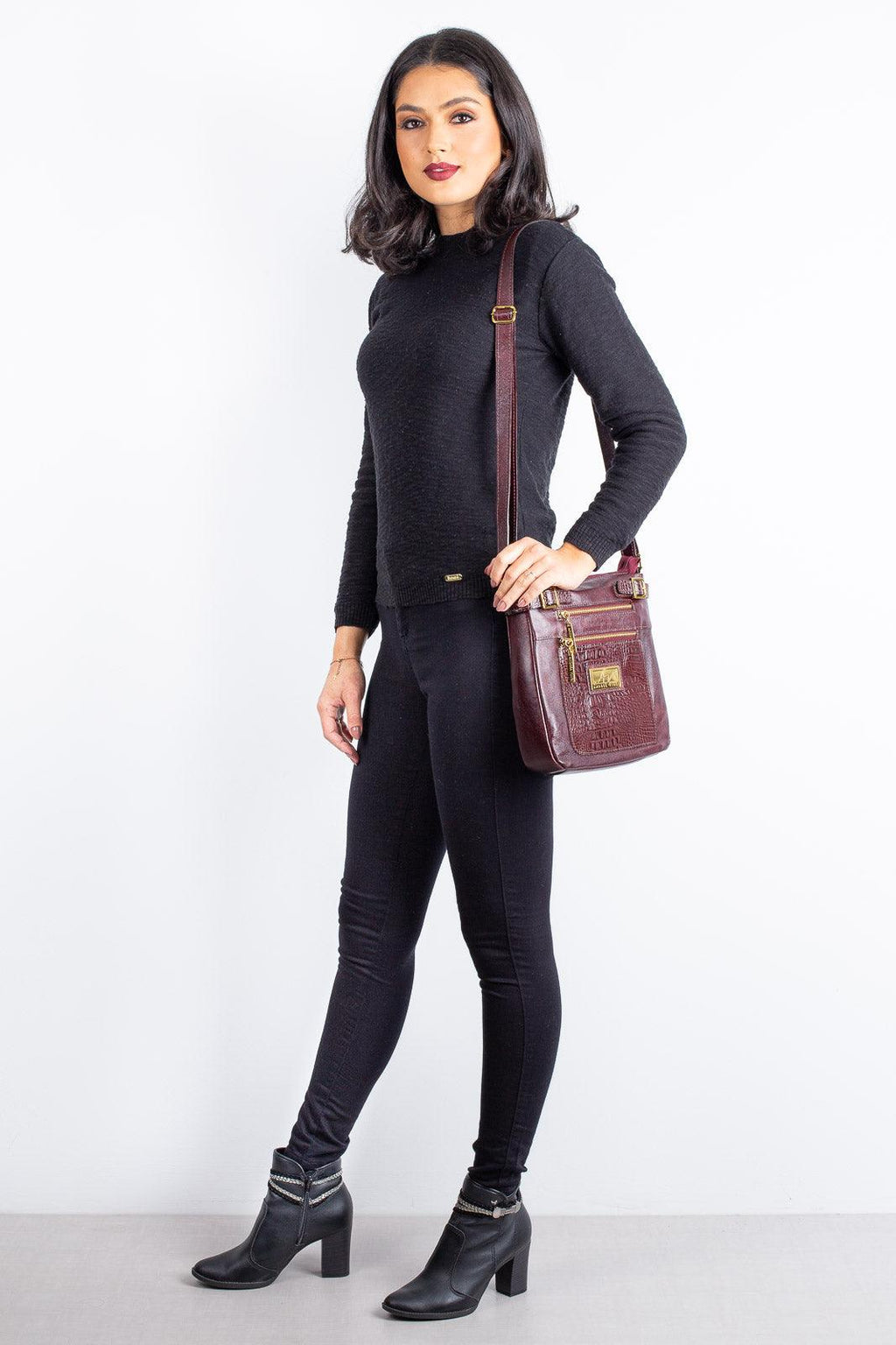 Bolsa Transversal de couro croco Chloe - Enluaze