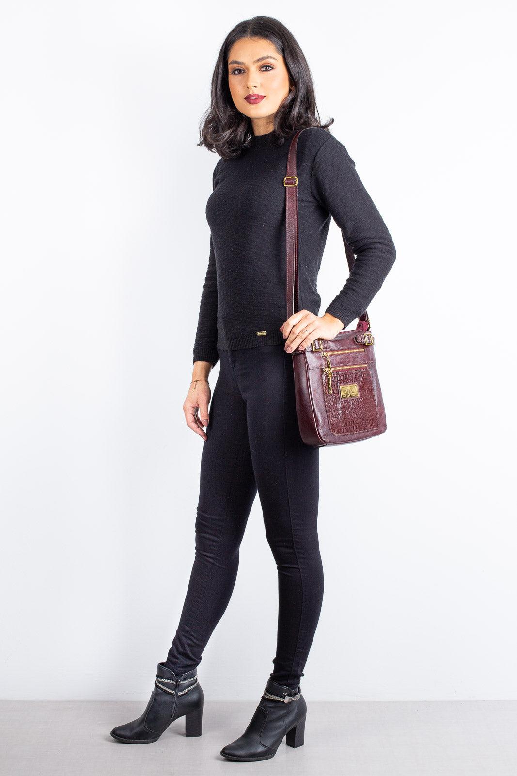 Bolsa Transversal de couro croco Chloe - Enluaze