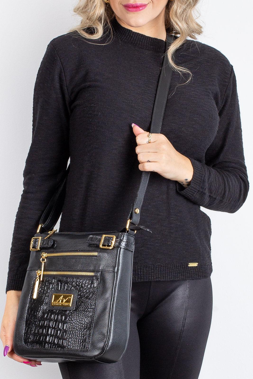 Bolsa Transversal de couro croco Chloe - Enluaze