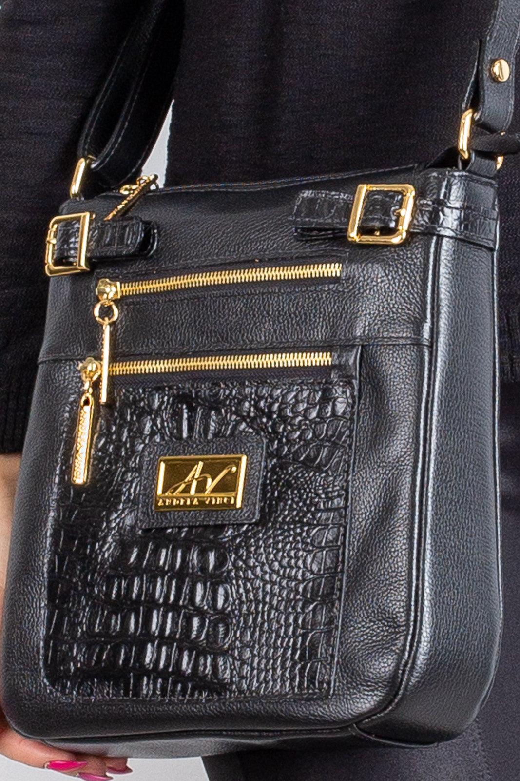 Bolsa Transversal de couro croco Chloe - Enluaze