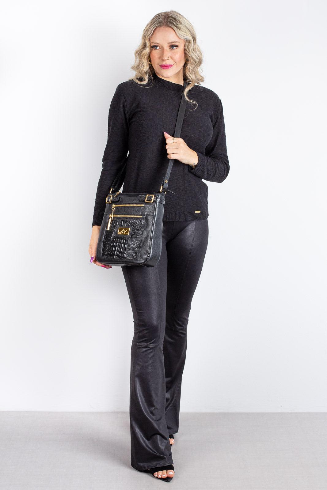 Bolsa Transversal de couro croco Chloe - Enluaze