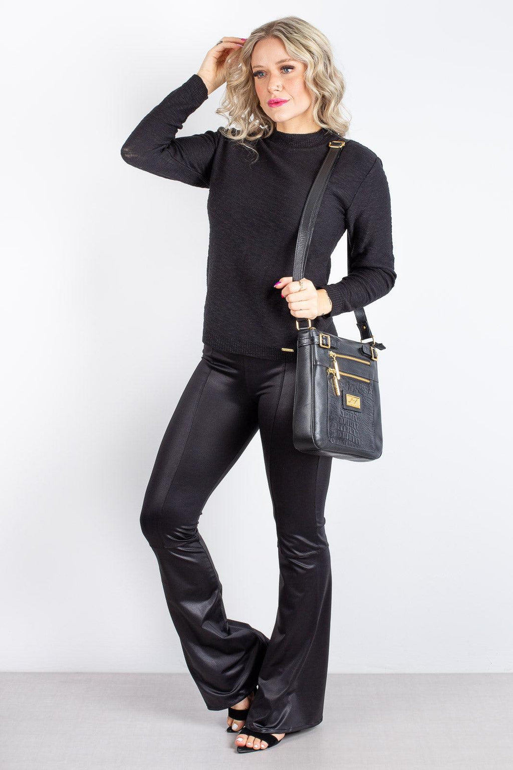 Bolsa Transversal de couro croco Chloe - Enluaze