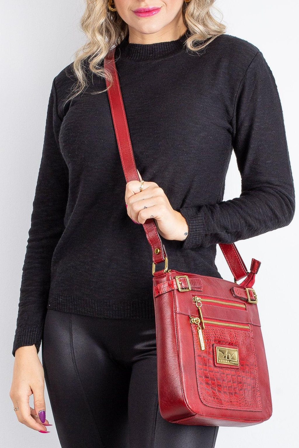 Bolsa Transversal de couro croco Chloe - Enluaze