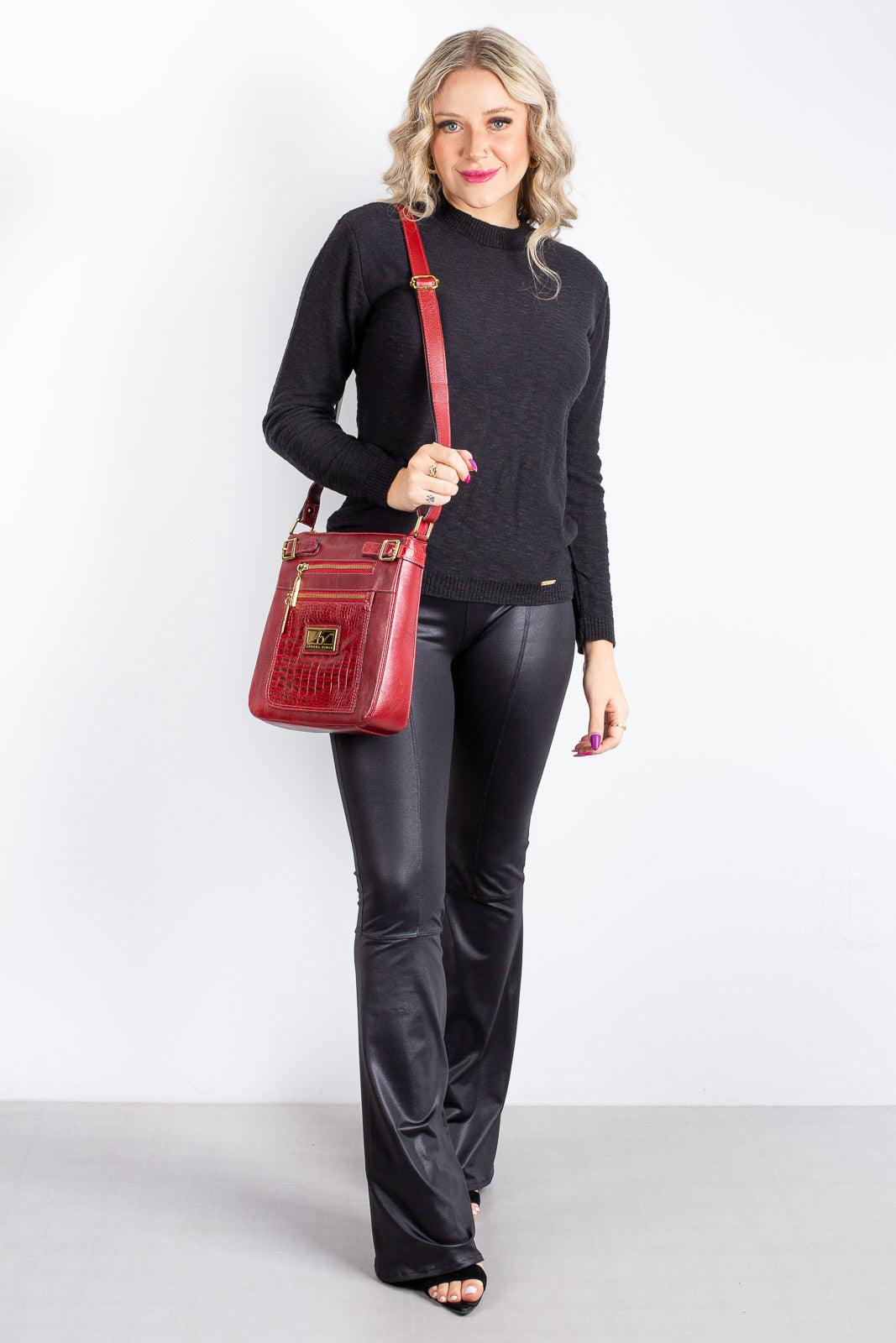 Bolsa Transversal de couro croco Chloe - Enluaze