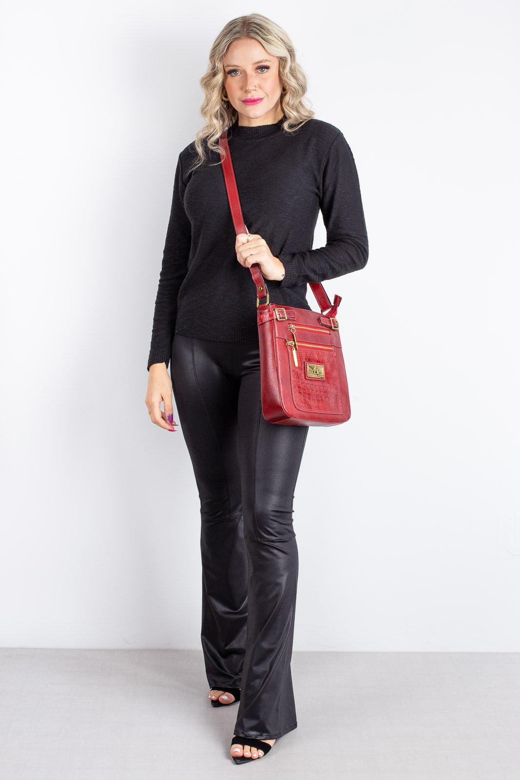 Bolsa Transversal de couro croco Chloe - Enluaze