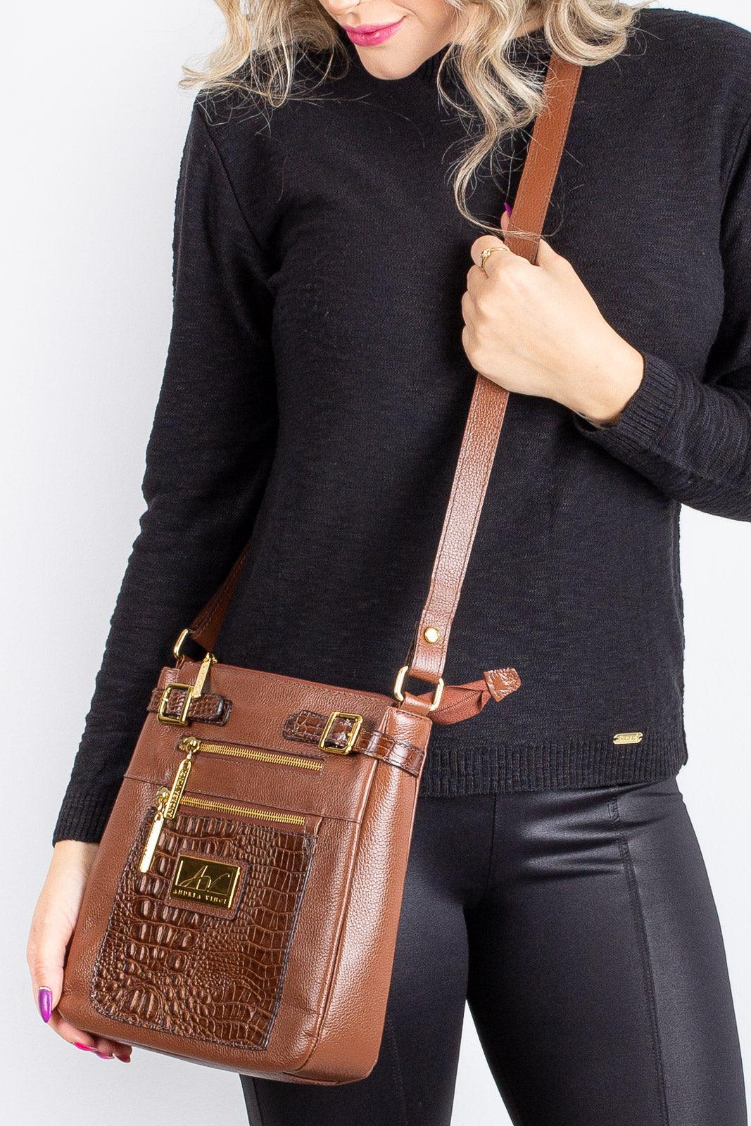 Bolsa Transversal de couro croco Chloe - Enluaze