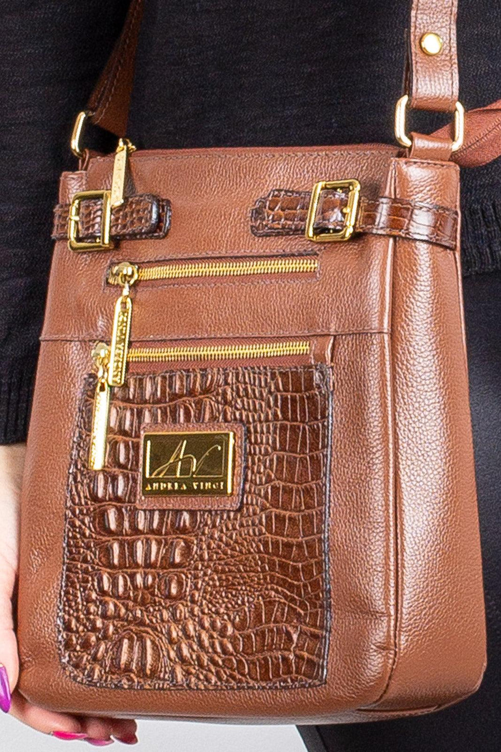 Bolsa Transversal de couro croco Chloe - Enluaze