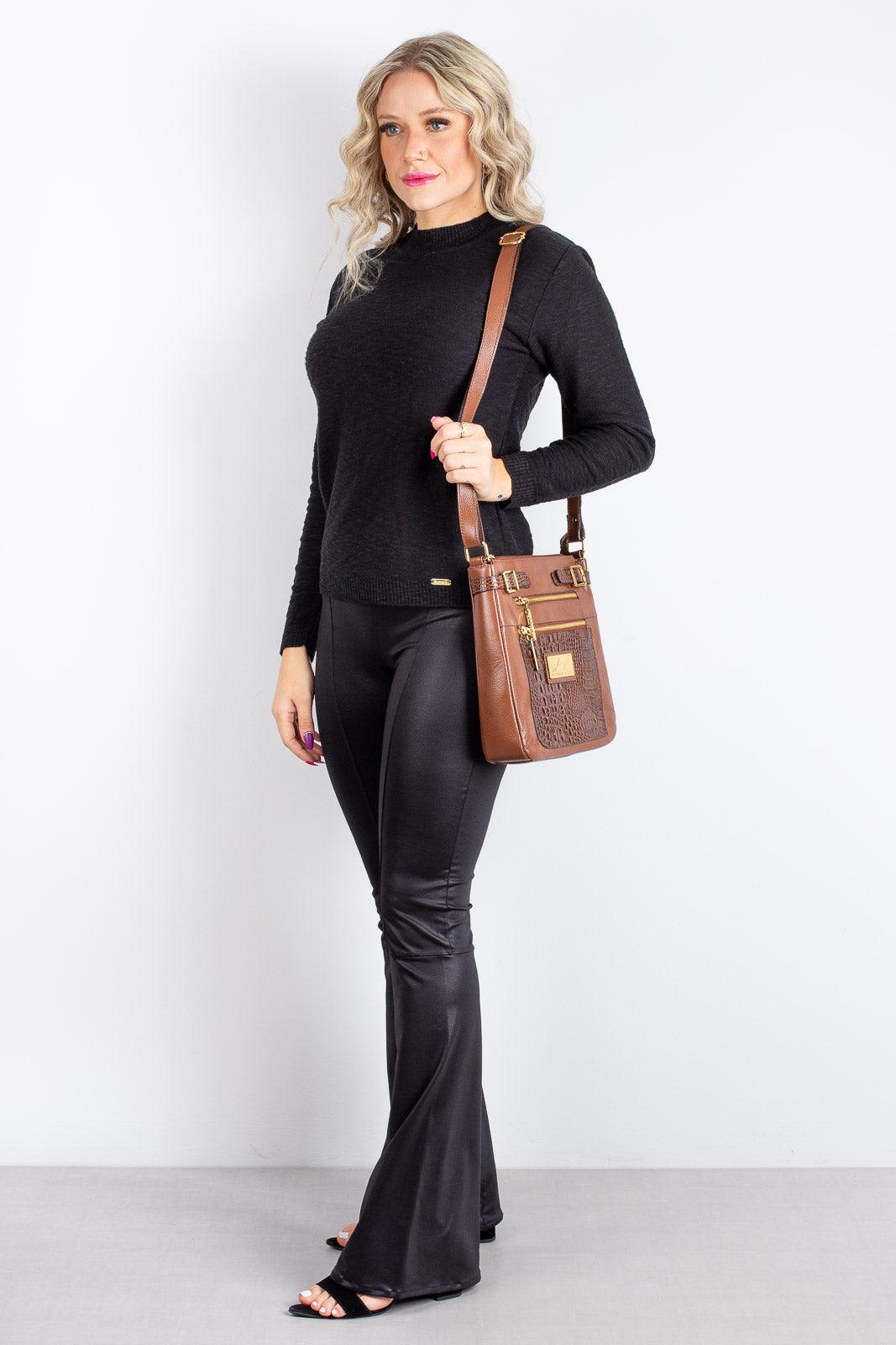 Bolsa Transversal de couro croco Chloe - Enluaze