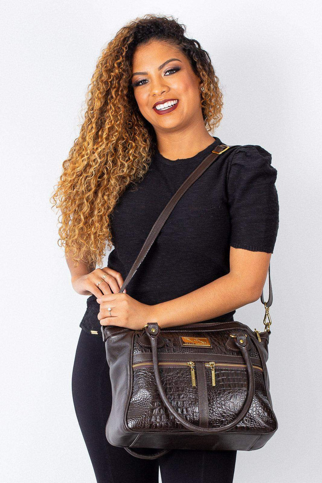 Bolsa de couro croco Luana - Enluaze