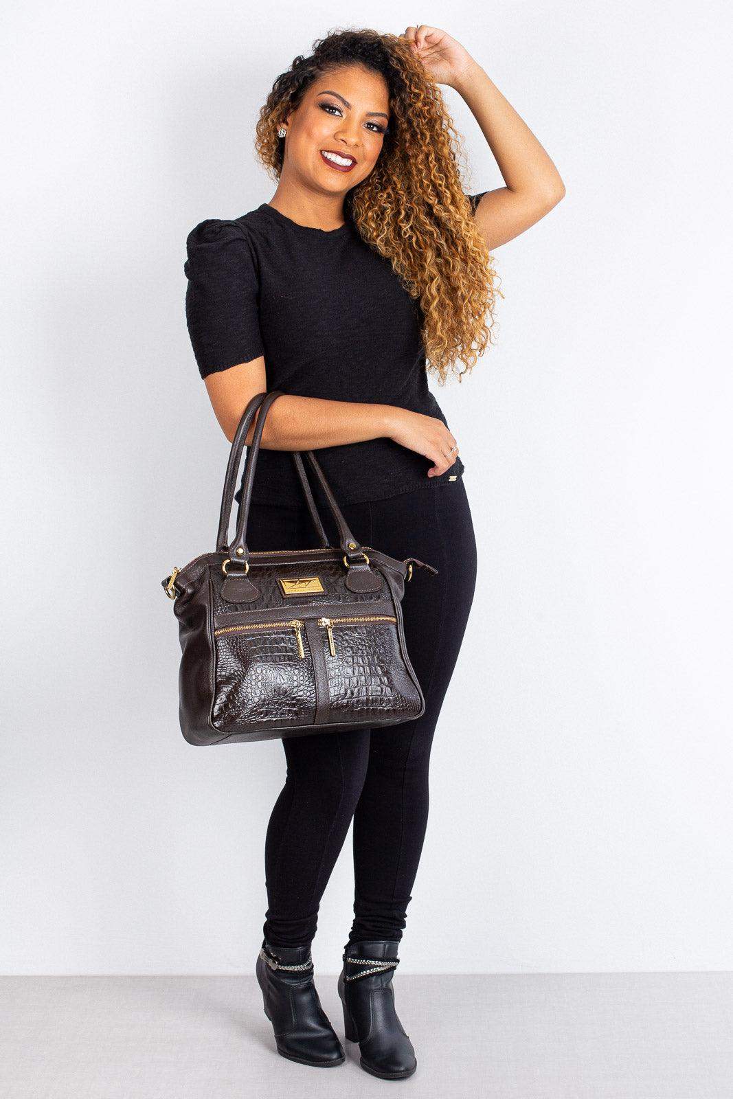 Bolsa de couro croco Luana - Enluaze