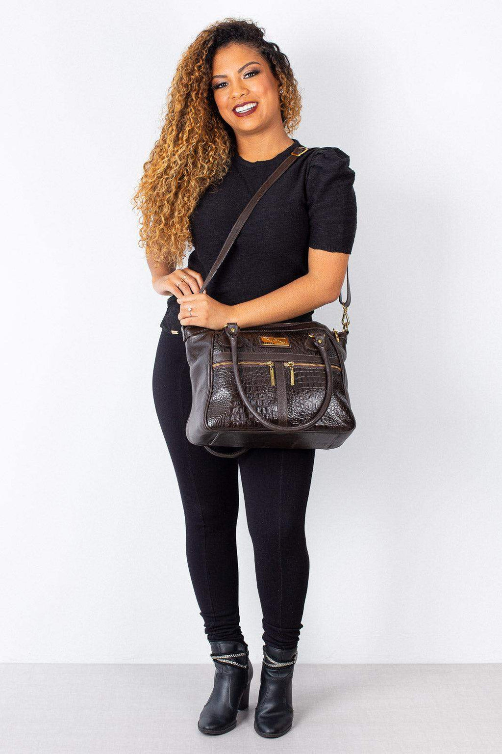 Bolsa de couro croco Luana - Enluaze