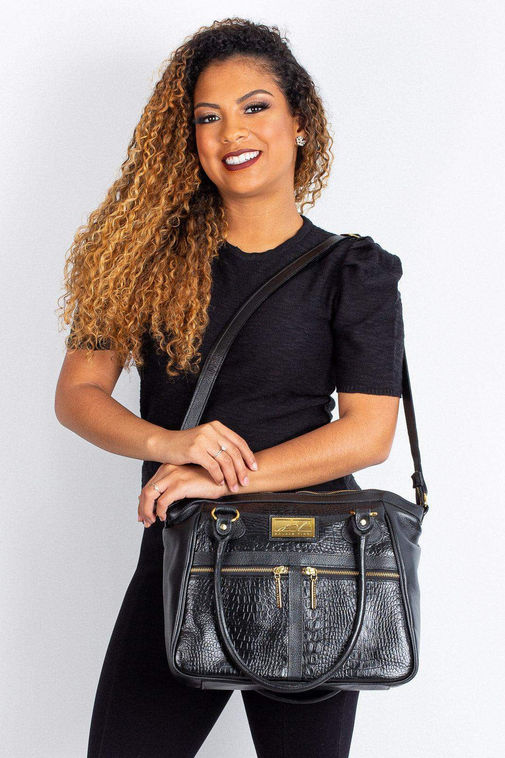 Bolsa de couro croco Luana - Enluaze