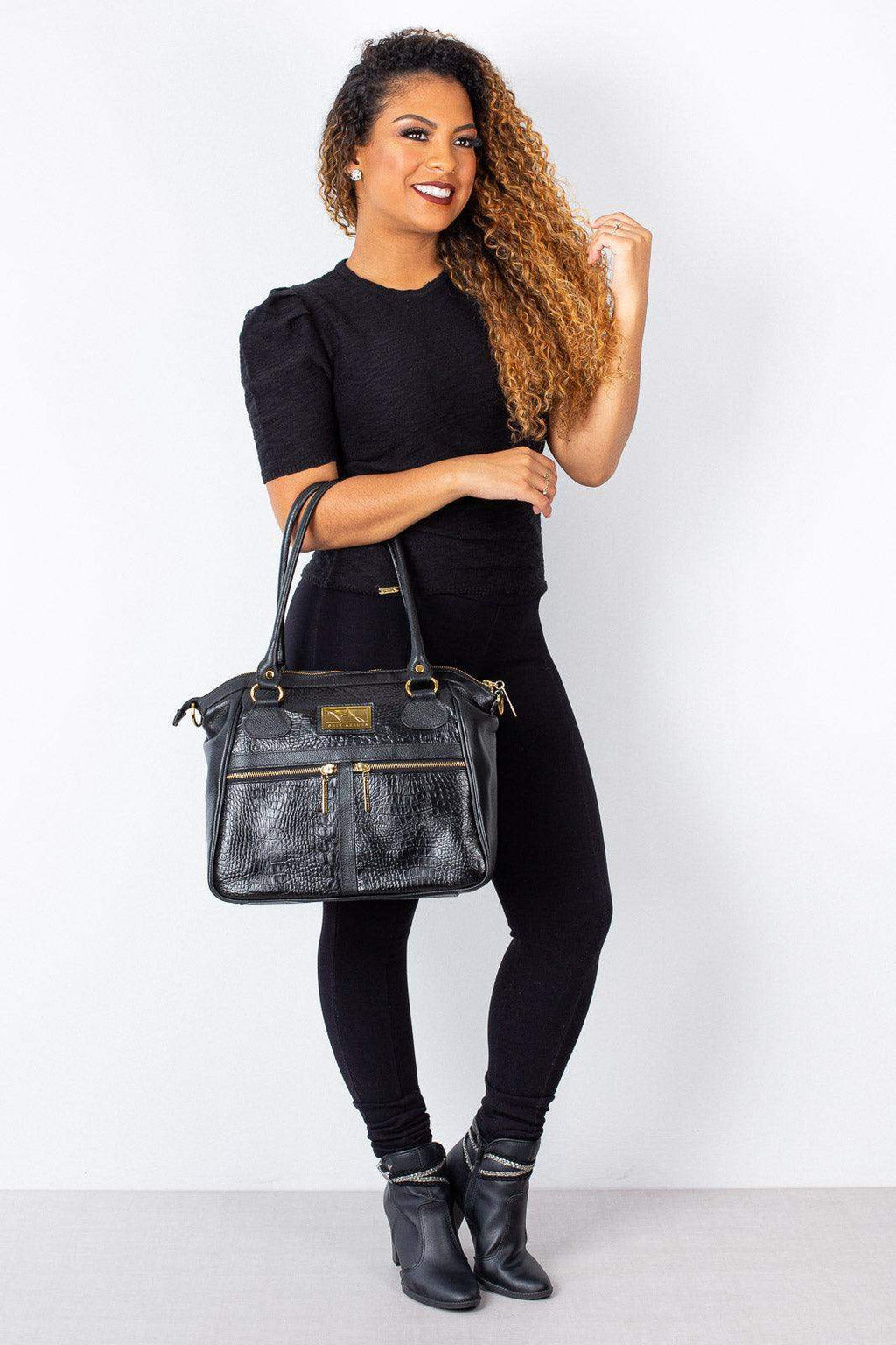 Bolsa de couro croco Luana - Enluaze