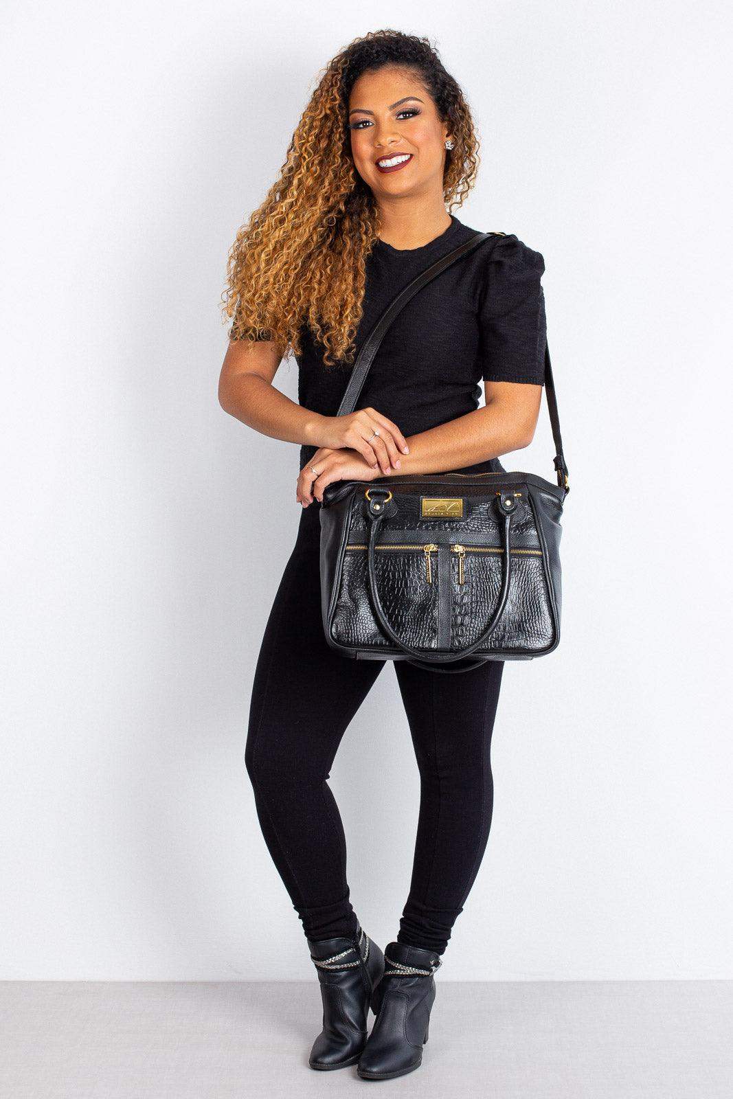 Bolsa de couro croco Luana - Enluaze