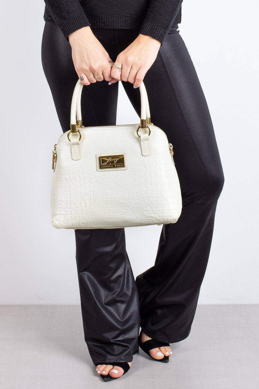 Bolsa baú de couro croco Donna - Enluaze