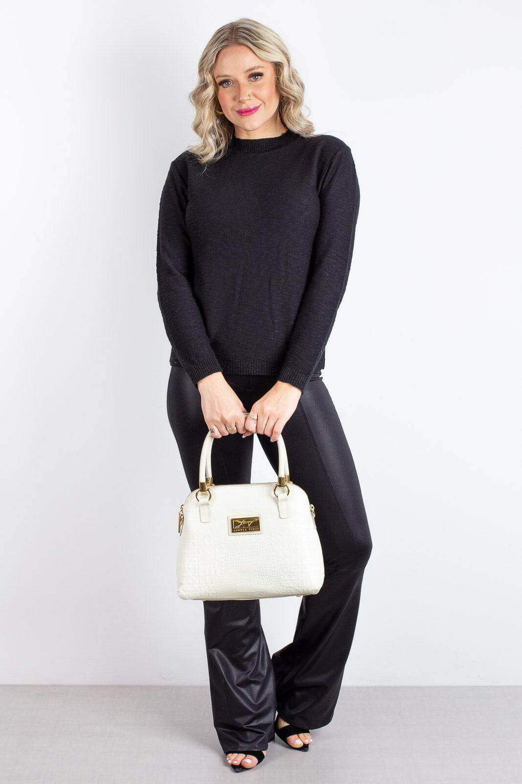 Bolsa baú de couro croco Donna - Enluaze