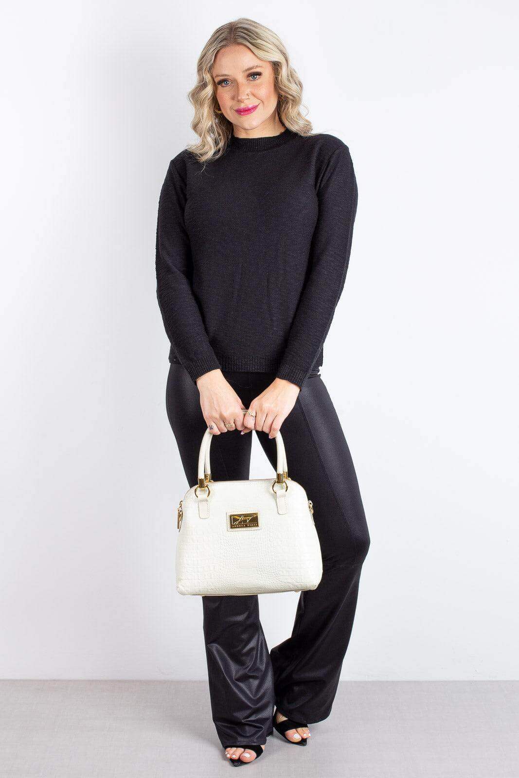 Bolsa baú de couro croco Donna - Enluaze