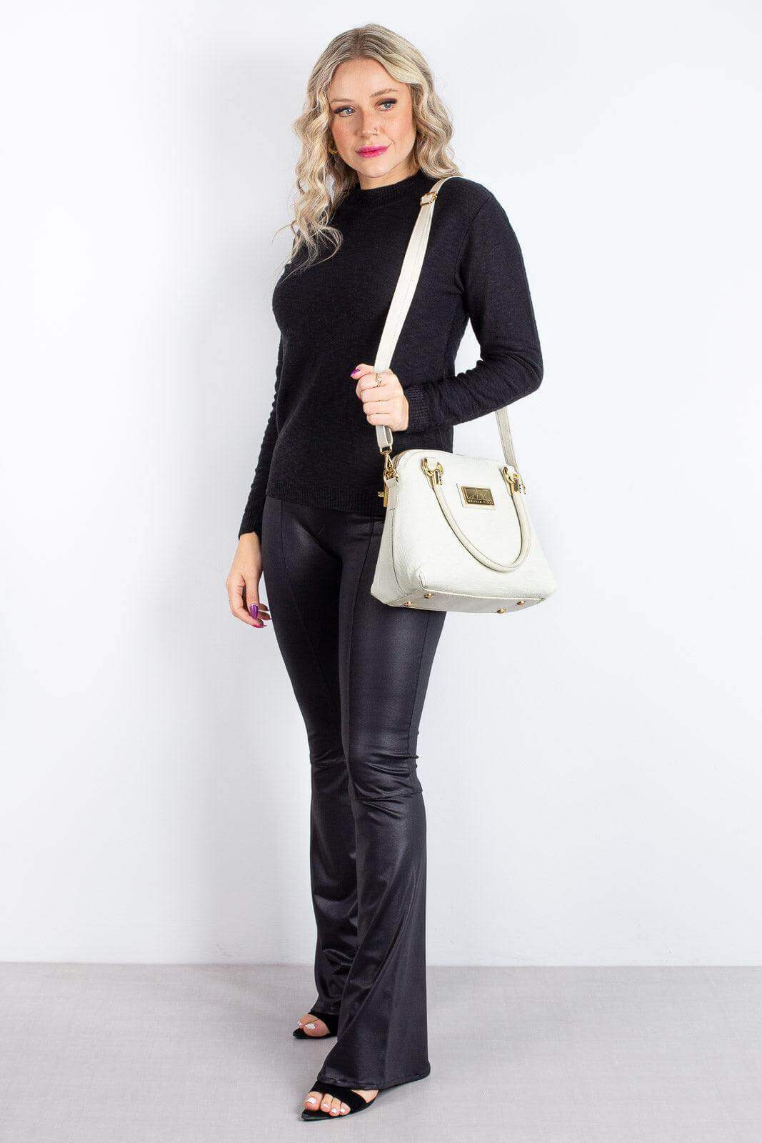 Bolsa baú de couro croco Donna - Enluaze