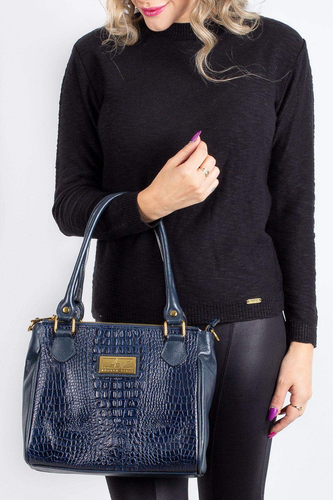 Bolsa de couro com divisórias croco Tiffy - Enluaze