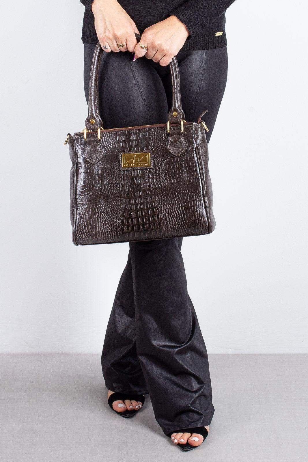 Bolsa de couro com divisórias croco Tiffy - Enluaze